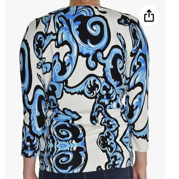 Cyrus Blue and Black 3/4 Sleeve Sweater - Picture 8 of 14